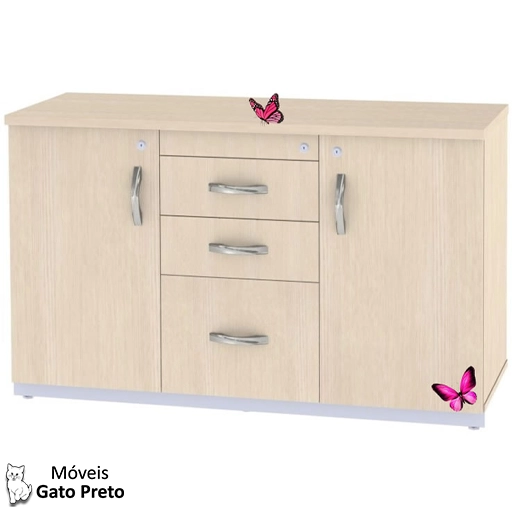 Armário baixo metálico com três gavetas