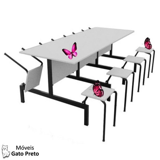 mesa coletiva para oito pessoas refeitório