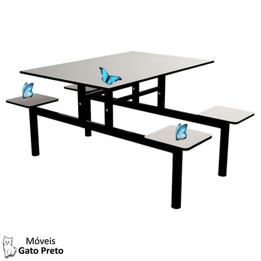 Mesa com bancos integrados